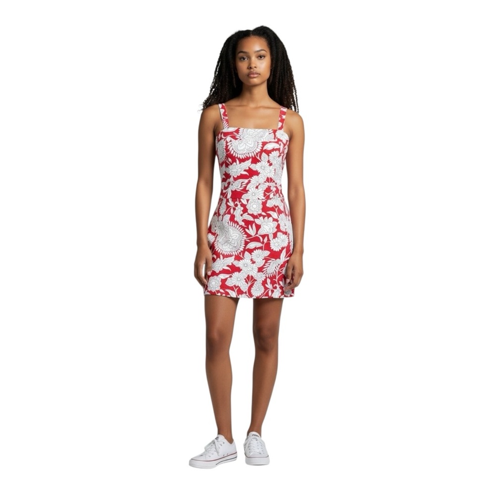 Tibi Vintage Floral Tomato Girl Resort Wear Mini Sundress
